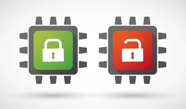 CPU pictogrammenset met lock pads — Stockvector