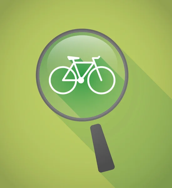 Ícone de lupa com uma bicicleta — Vetor de Stock