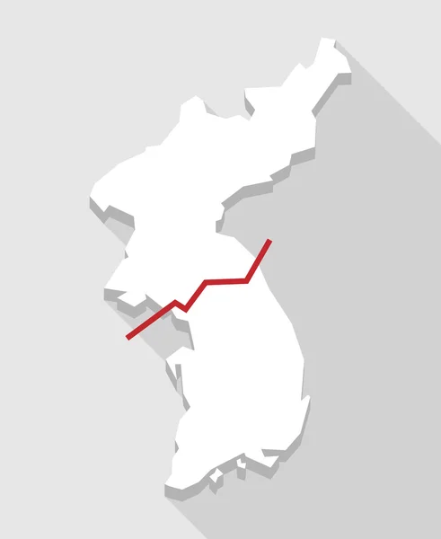Mapa longo da Coréia sombra —  Vetores de Stock