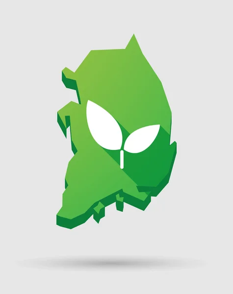 Jižní Korea mapa ikona s rostlin — Stockový vektor