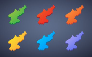 Kore Demokratik Halk Cumhuriyeti harita Icon set