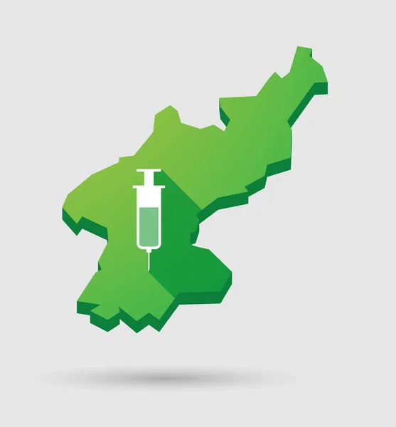 North Korea map with a syringe — Stock Vector