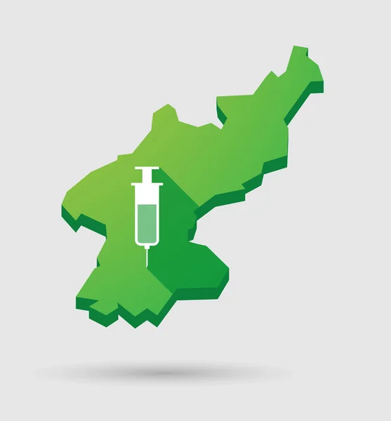 Mappa della Corea del Nord con siringa — Vettoriale Stock