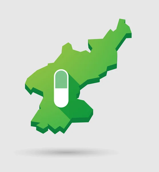 North Korea map with a pill — Stock Vector