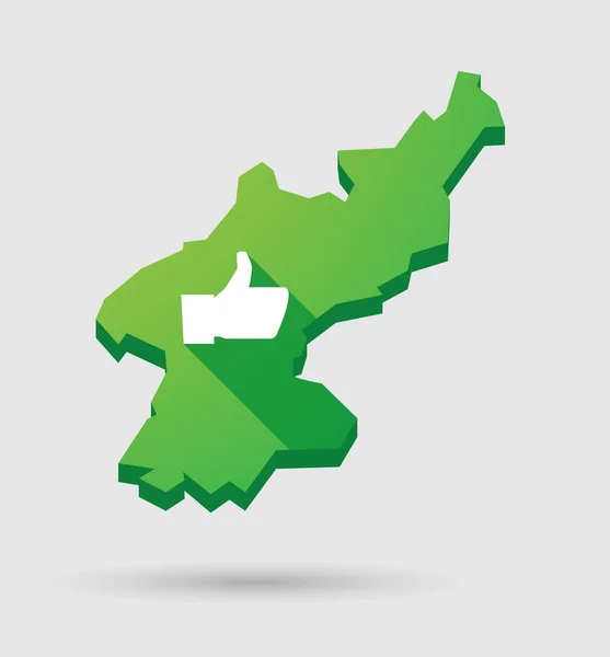 North Korea map with a thumb up hand — Stock Vector