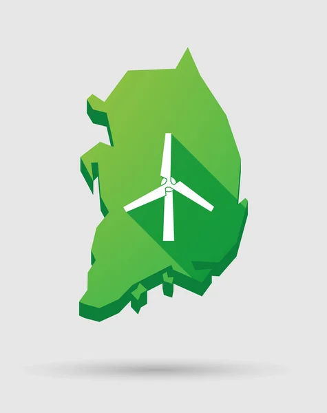Korea Południowa ikonę mapy z generatora wiatru — Wektor stockowy