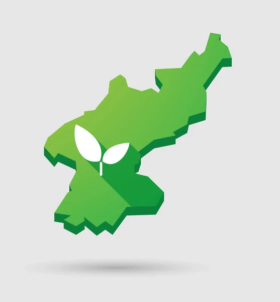 Coreia do Norte mapa com uma planta — Vetor de Stock