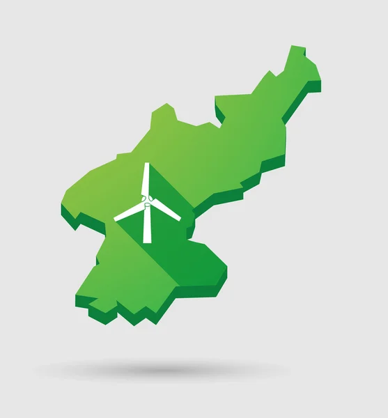 North Korea map with a wind generator — Stock Vector