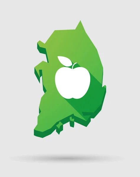 Sydkorea karta ikon med en frukt — Stock vektor