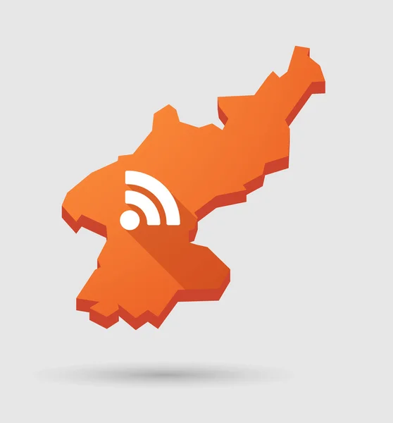 Coreia do Norte mapa com um feed RSS —  Vetores de Stock