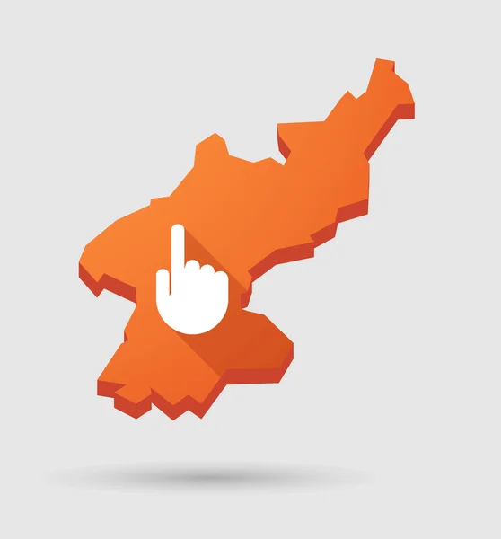 North  Korea map with a hand — Stock Vector