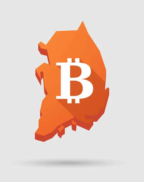Bitcoin işareti olan Kore Haritası — Stok Vektör
