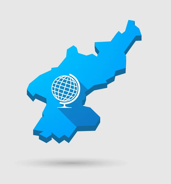 Carte bleue de la Corée du Nord avec un globe mondial — Image vectorielle