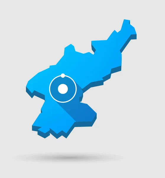 Mapa azul de Corea del Norte con un átomo — Archivo Imágenes Vectoriales