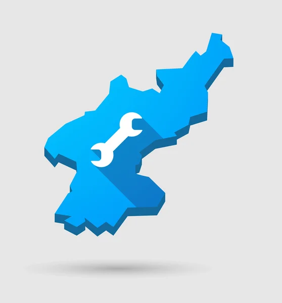Carte bleue de Corée du Nord avec une clé — Image vectorielle