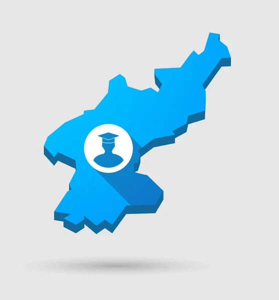 Blauwe kaart van Noord-Korea met een student — Stockvector
