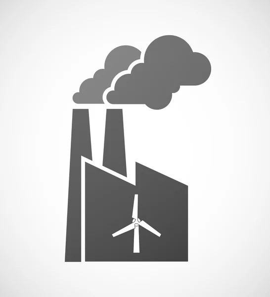 Ícone de fábrica industrial com um gerador de vento — Vetor de Stock