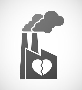 Kırık bir kalp ile endüstriyel fabrika simgesi