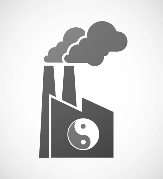 Ícone de fábrica industrial com um yang ying — Vetor de Stock