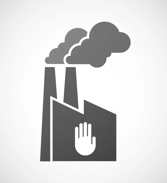 Factory icon with a hand — Stock Vector