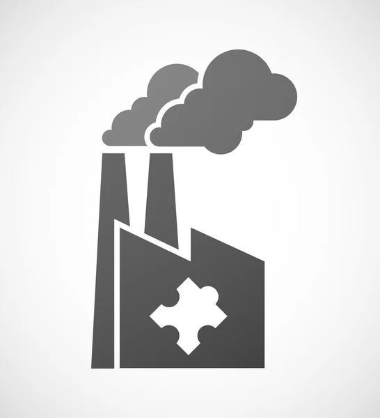 Icono de fábrica con una pieza de rompecabezas Ilustración De Stock