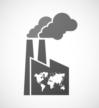 Bir Dünya Haritası ile fabrika simgesi