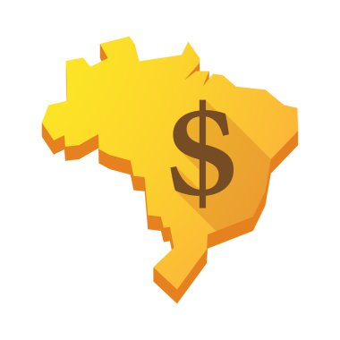 Bir dolar işareti olan sarı Brezilya harita