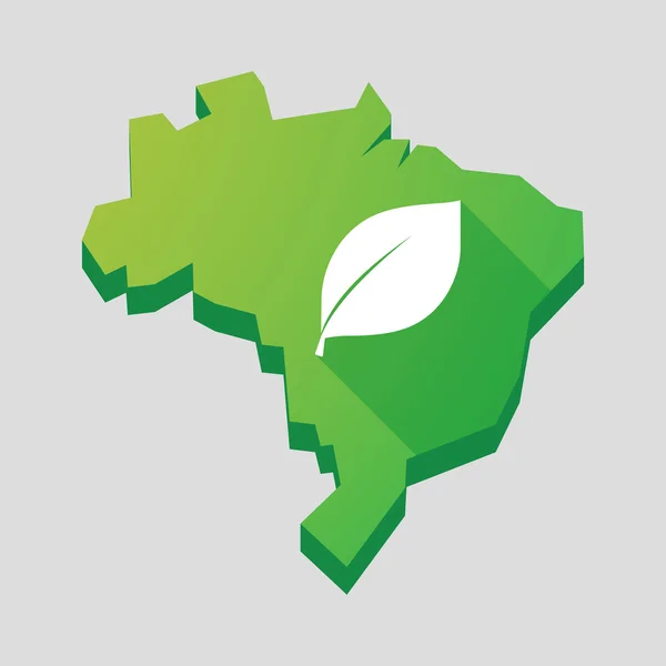 Mapa Brazylia zielony liść — Wektor stockowy