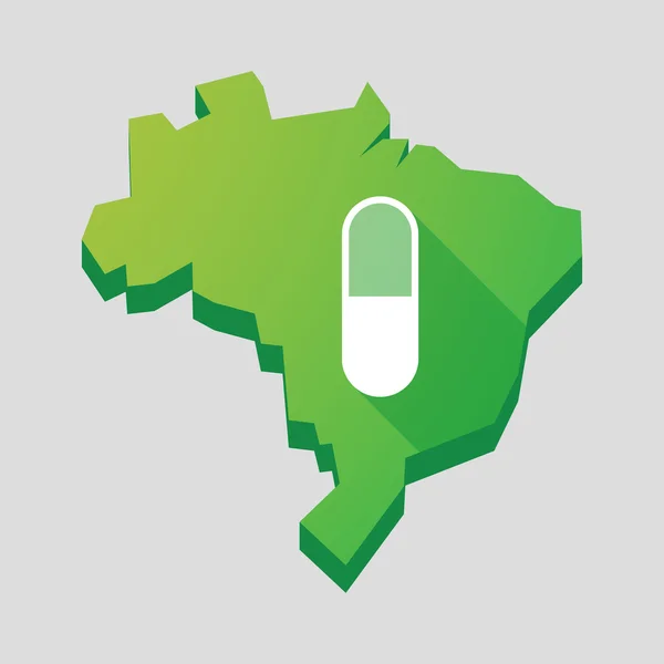 Brazilië groene kaart met een pil — Stockvector