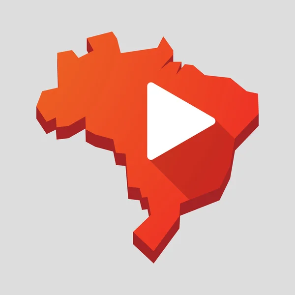 Mapa czerwony Brazylii ze znakiem grać — Wektor stockowy