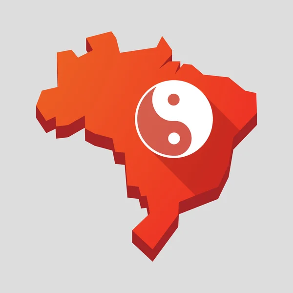 Red Brazil map with a ying yang — Stock Vector