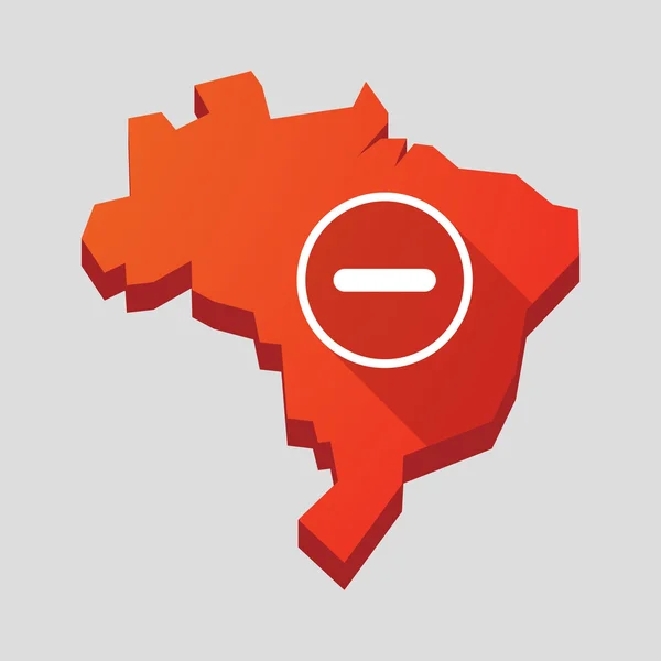 Mapa vermelho do Brasil com um sinal de subtração — Vetor de Stock