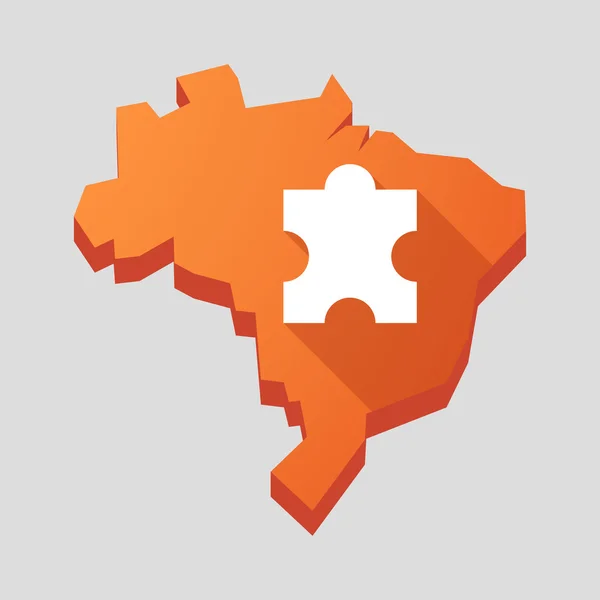 Orange Brazil map with a puzzle piece — Stock Vector