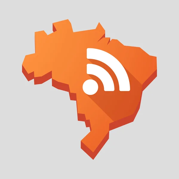 橙色的巴西地图与 Rss 饲料标志 — 图库矢量图片