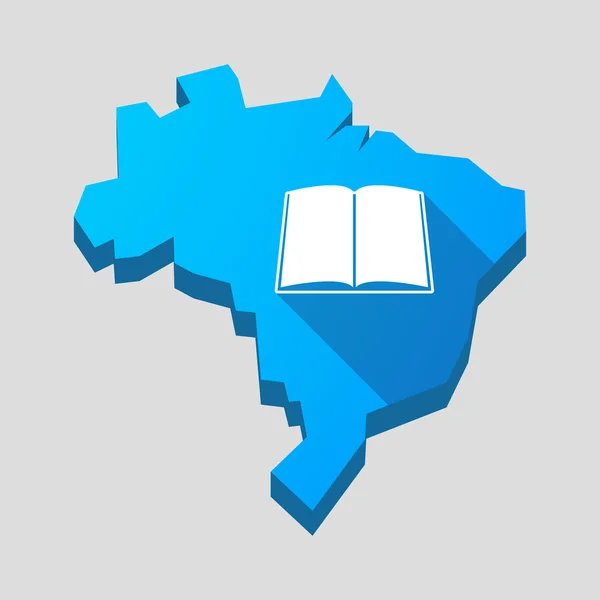 Blue Brazil mapa con un libro — Archivo Imágenes Vectoriales