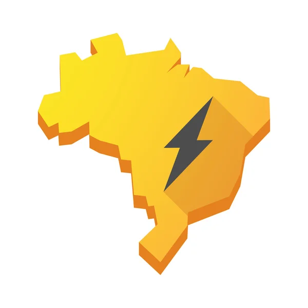 与闪电的黄色巴西地图。 — 图库矢量图片