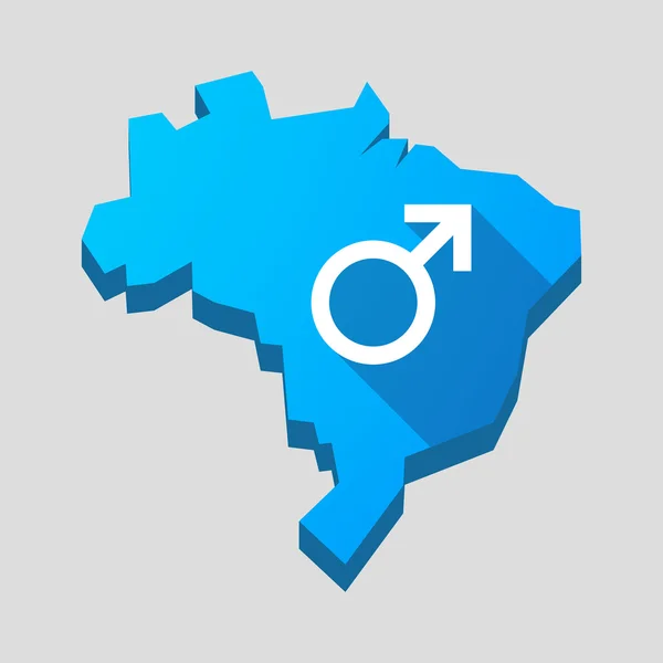 Blue Brazil map with a male sign — Stock Vector