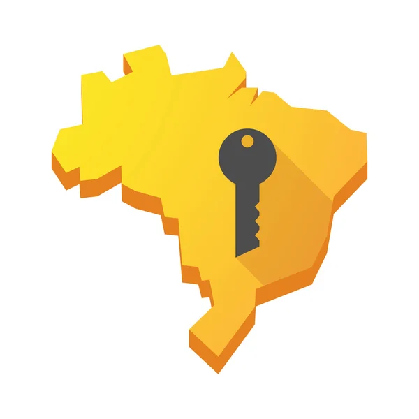Yellow Brazil map with a key — Stock Vector