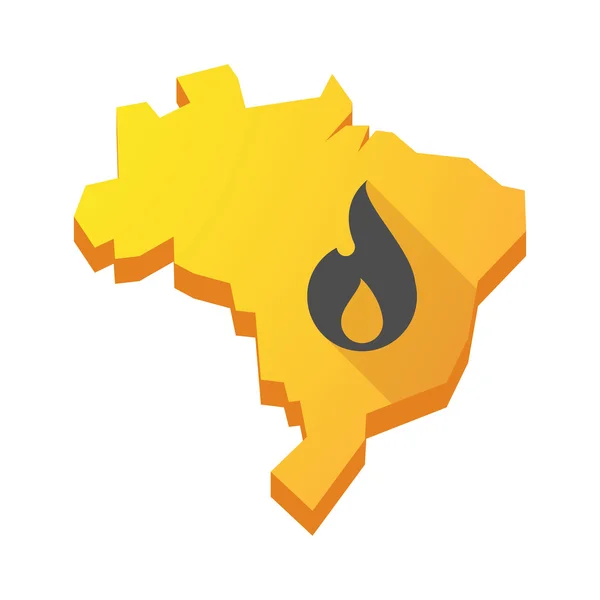 黄色巴西地图与火焰 — 图库矢量图片
