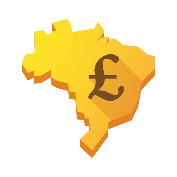 A kettőskereszt sárga Brazília Térkép — Stock Vector