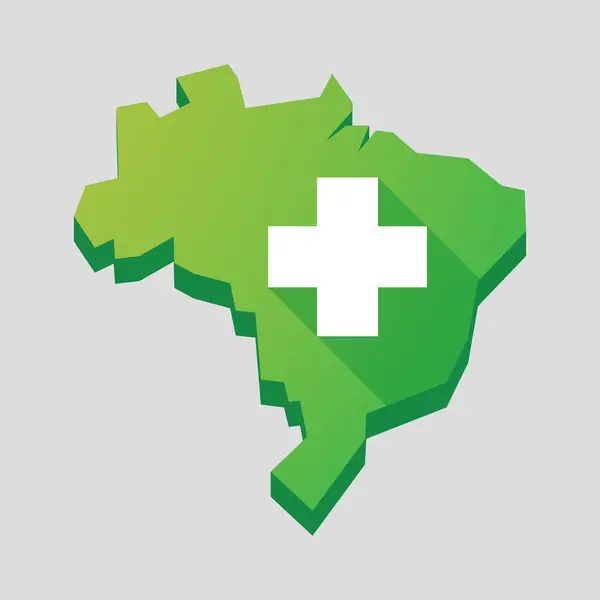 Mapa verde de Brasil con un cartel de farmacia — Vector de stock