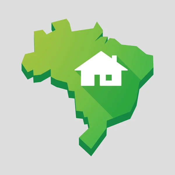 Mapa Brazylia zielony dom — Wektor stockowy