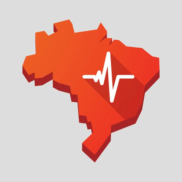 Red Brasil mapa com um sinal de batimento cardíaco — Vetor de Stock