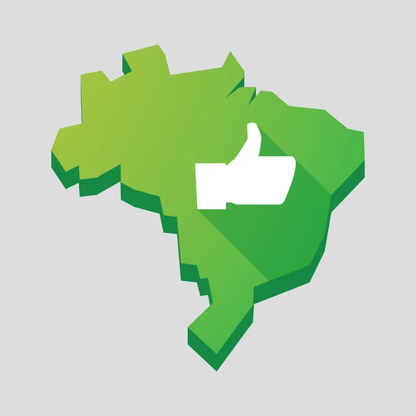 Gröna Brasilien karta med en tumme hand — Stock vektor