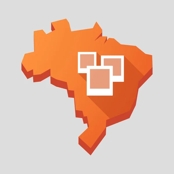 Orange Brasil mapa con un grupo de fotografías — Archivo Imágenes Vectoriales