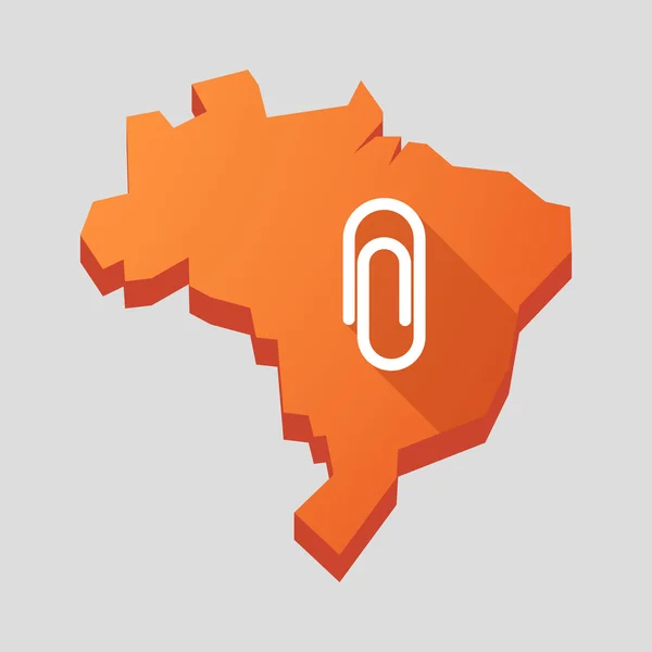 Orange Brazil map with a clip — Stock Vector