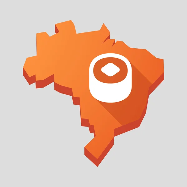 Mapa laranja do Brasil com sushi — Vetor de Stock