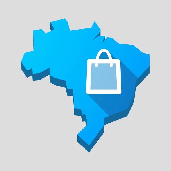 Blaue Brasilien-Karte mit Einkaufstasche — Stockvektor