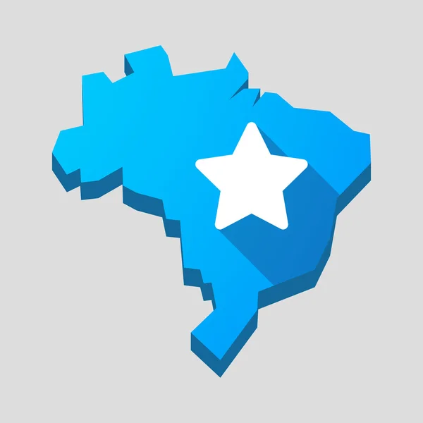 Синій мапу Бразилії із зіркою — стоковий вектор