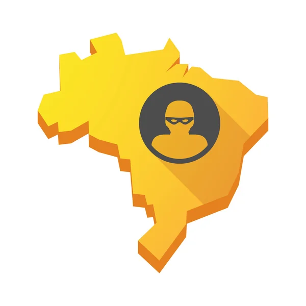 Amarelo Brasil mapa com um ladrão — Vetor de Stock